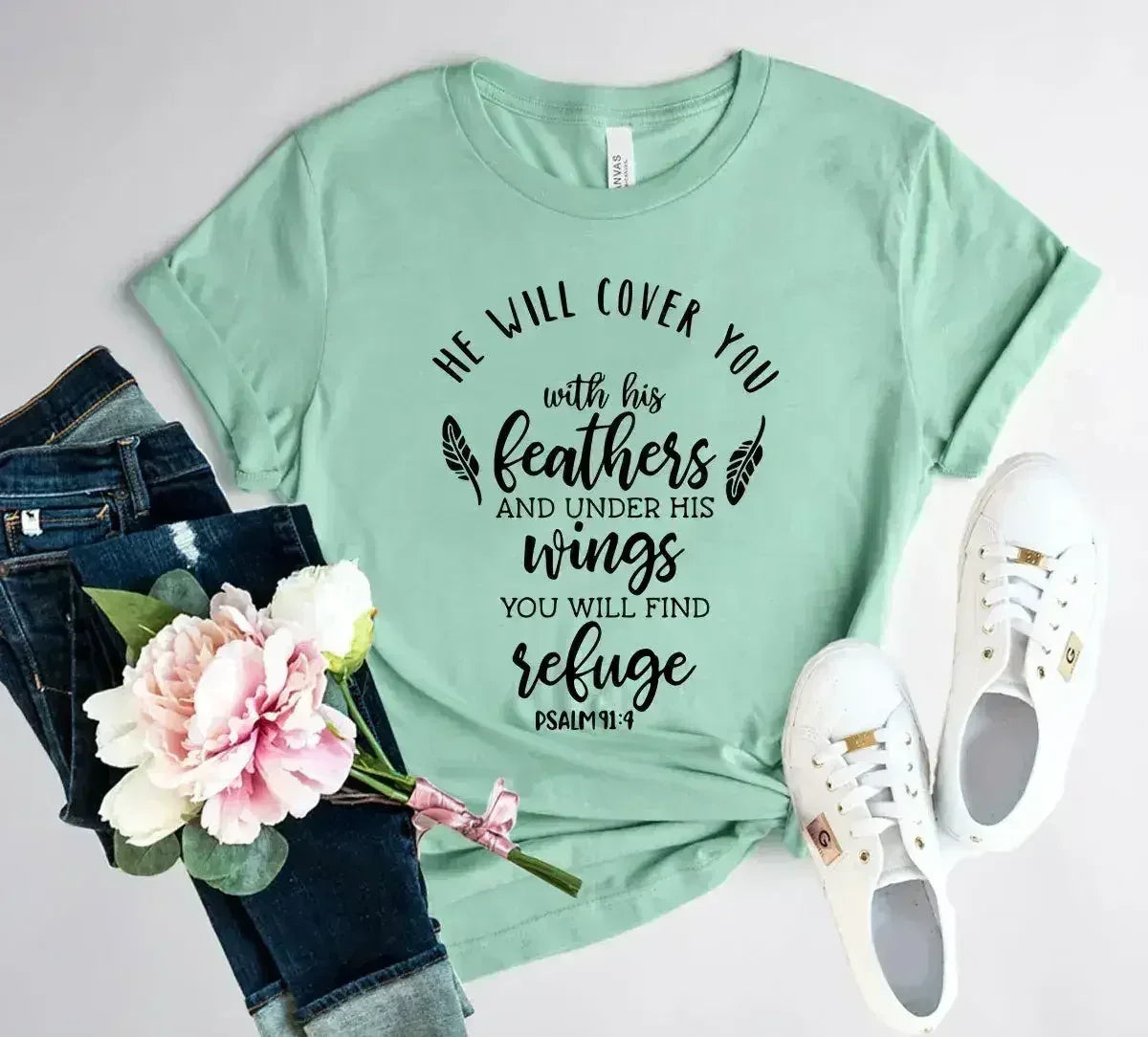 DT0120 He Will Cover You With His Wings Shirt - Femstylo