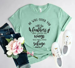 DT0120 He Will Cover You With His Wings Shirt - Femstylo