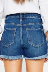 Kancan High Rise Frayed Hem Denim Shorts - Femstylo