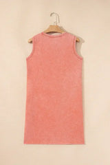 Beau Blue Mineral Wash Pocket Tank Mini Dress - Femstylo