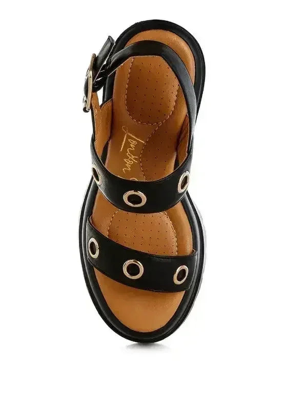 Urla Eyelet Detail Platform Heel Sandals - Femstylo