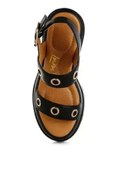 Urla Eyelet Detail Platform Heel Sandals - Femstylo