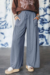High-rise Frill Detail Wide Leg Loose Pants