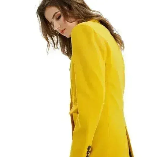 Sequined Blazer Yellow Jacket - Sparkling Office Coat | Femstylo - Femstylo