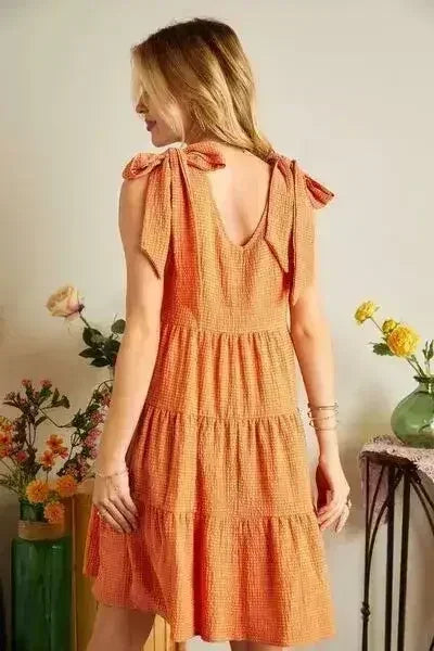 ADORA V-Neck Tie Shoulder Dress - Femstylo