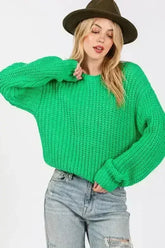 SAGE + FIG Round Neck Drop Shoulder Sweater - Femstylo