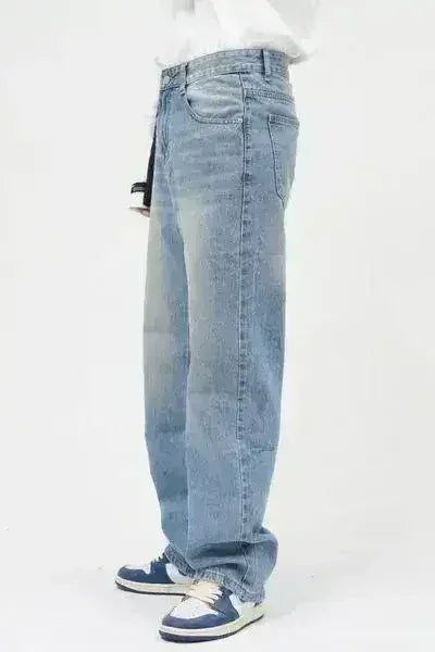 Washed Mid Rise Jeans with Pockets - Femstylo