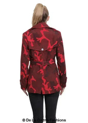 De La Creme - Womens Camo Print Double Breasted Short Coat - Femstylo