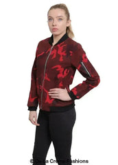 De La Creme - Womens Camo Zip-Thru Varsity Bomber Jacket - Femstylo