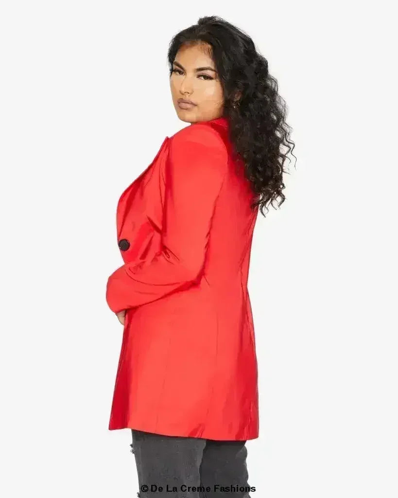 De La Creme Womens Collared Formal Longline Blazer - Femstylo