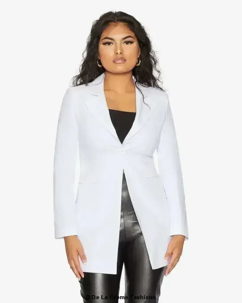 De La Creme Womens Collared Formal Longline Blazer - Femstylo