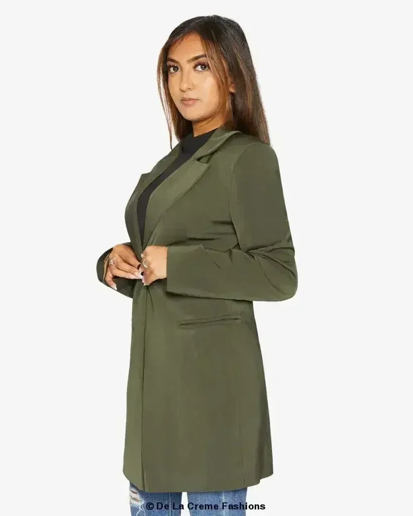 De La Creme Womens Collared Formal Longline Blazer - Femstylo