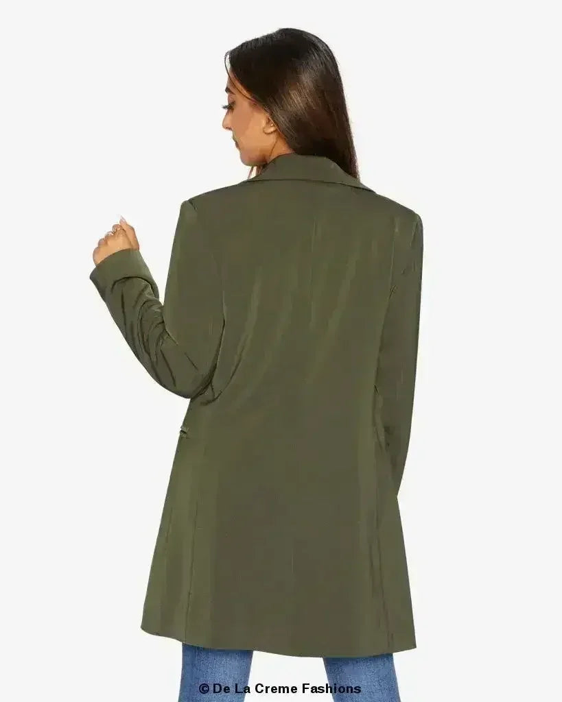 De La Creme Womens Collared Formal Longline Blazer - Femstylo