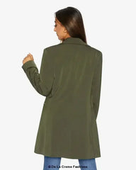 De La Creme Womens Collared Formal Longline Blazer - Femstylo