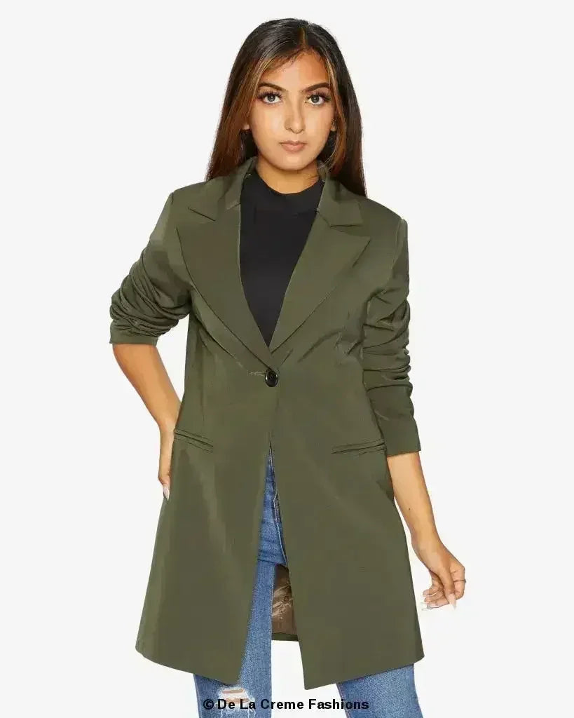 De La Creme Womens Collared Formal Longline Blazer - Femstylo