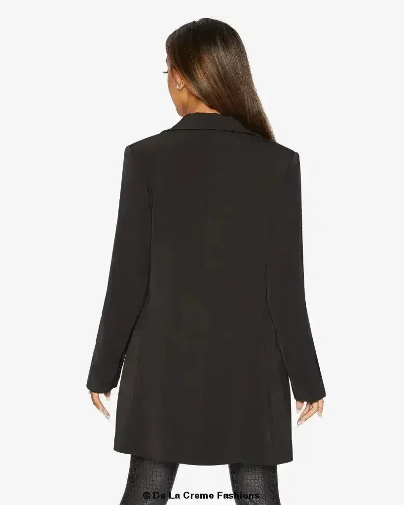 De La Creme Womens Collared Formal Longline Blazer - Femstylo