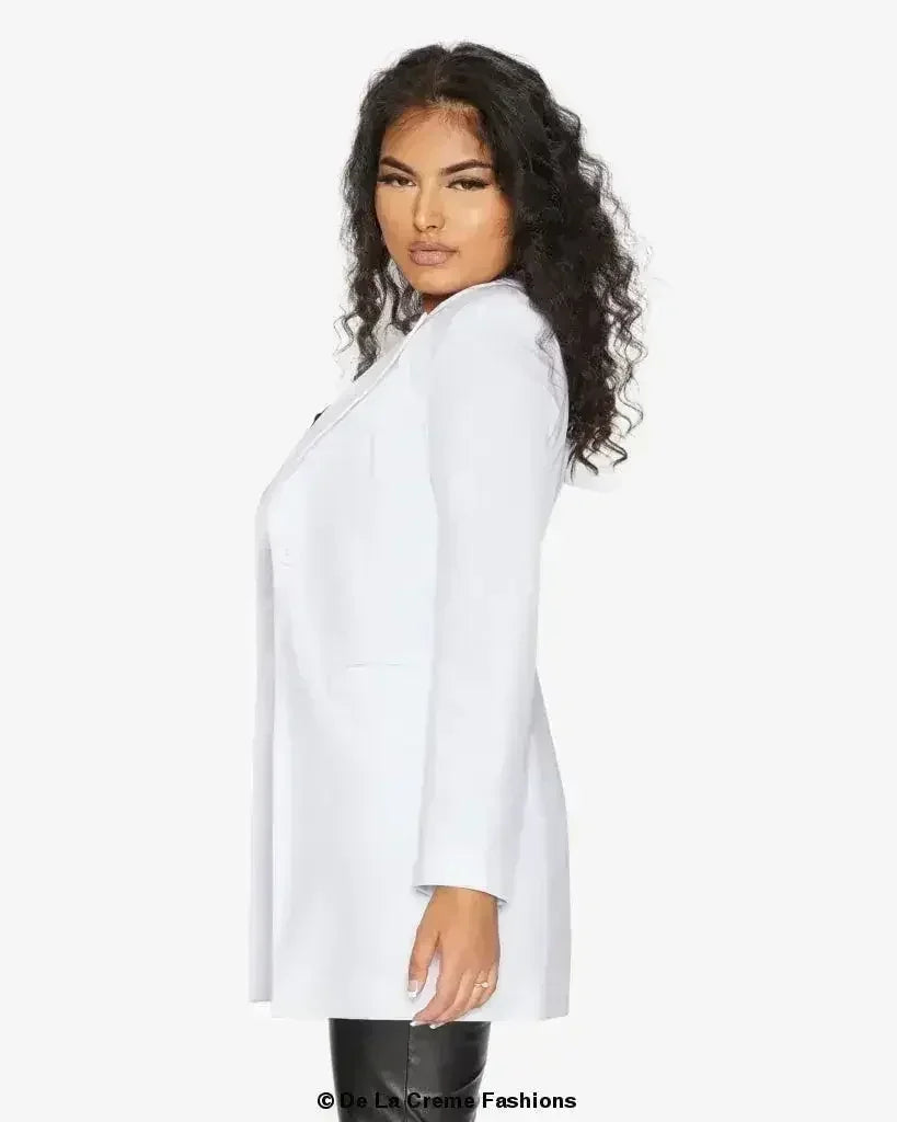 De La Creme Womens Collared Formal Longline Blazer - Femstylo