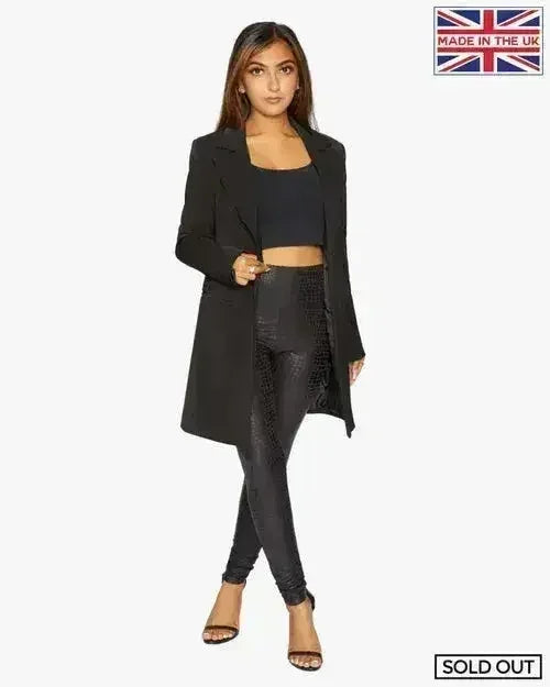 De La Creme Womens Collared Formal Longline Blazer - Femstylo