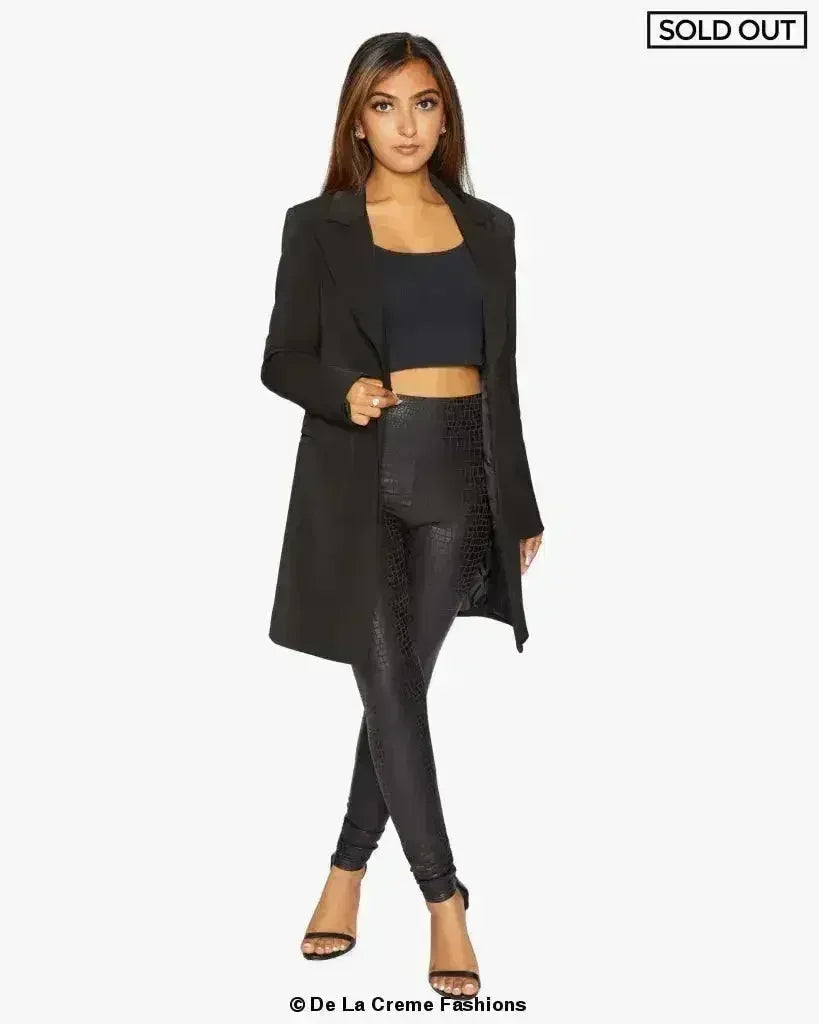 De La Creme Womens Collared Formal Longline Blazer - Femstylo