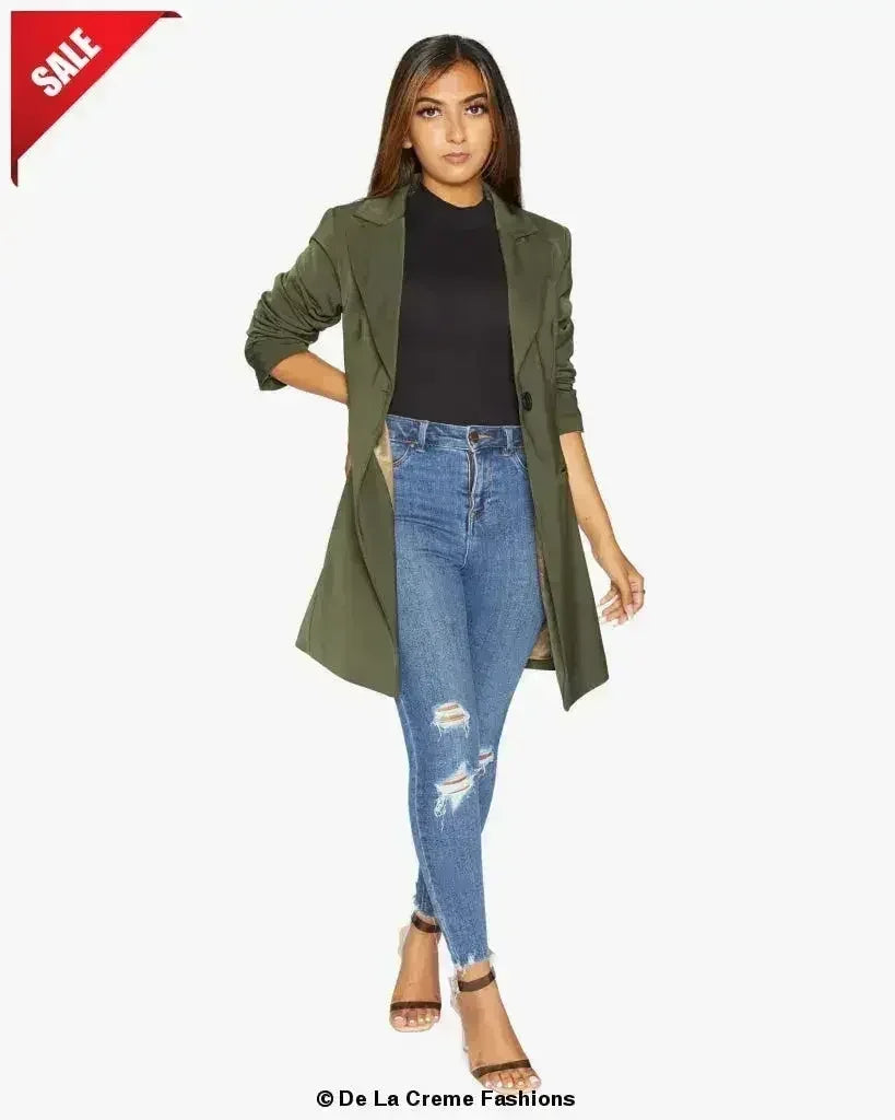 De La Creme Womens Collared Formal Longline Blazer - Femstylo