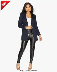 De La Creme Womens Collared Formal Longline Blazer - Femstylo