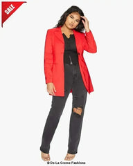 De La Creme Womens Collared Formal Longline Blazer - Femstylo