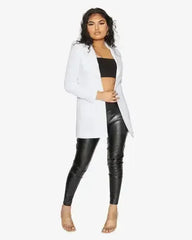 De La Creme Womens Collared Formal Longline Blazer - Femstylo