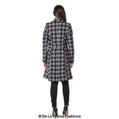 De La Creme - Womens Dogtooth Grey Duster Coat - Femstylo