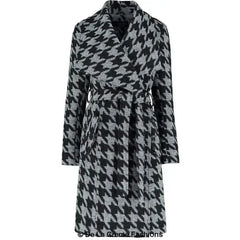 De La Creme - Womens Dogtooth Grey Duster Coat - Femstylo