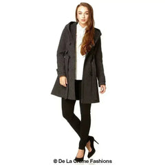 Slim Fit Shawl Hooded Coat (1325) - Femstylo