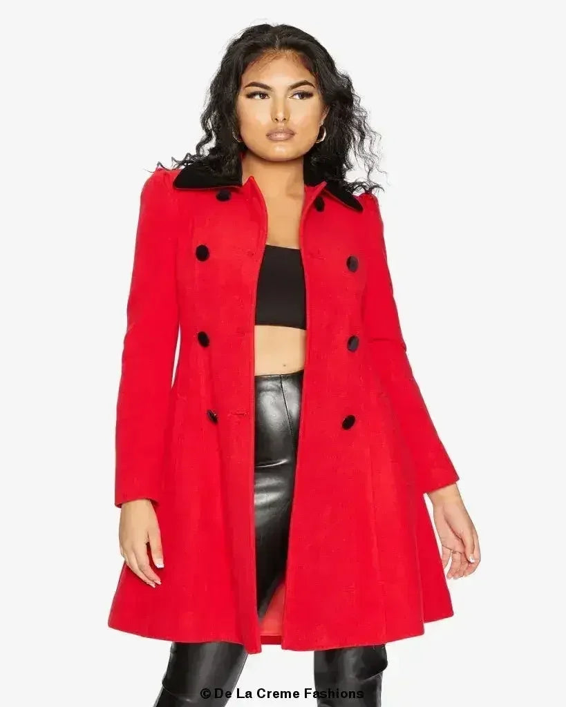 Velvet Trim Skater Coat - Royal Inspired | Femstylo - Femstylo