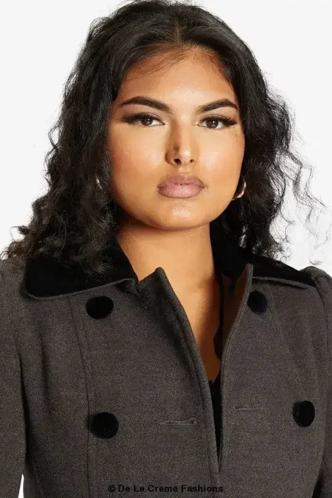 Velvet Trim Skater Coat - Royal Inspired | Femstylo - Femstylo