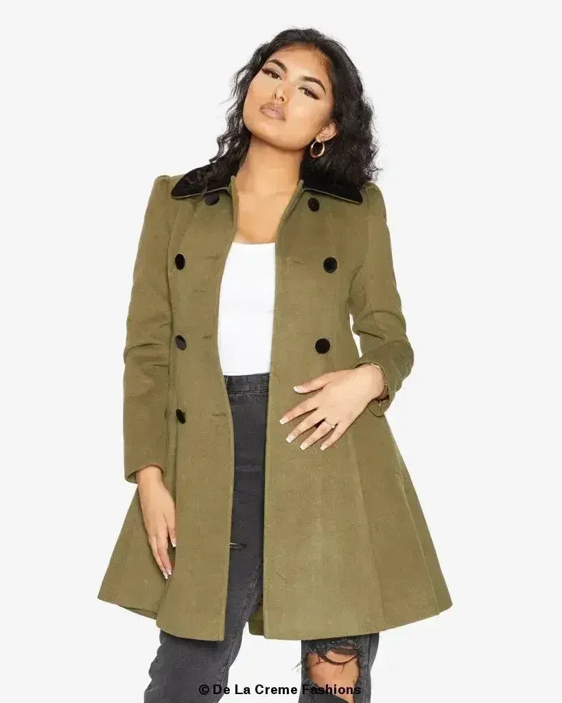 Velvet Trim Skater Coat - Royal Inspired | Femstylo - Femstylo