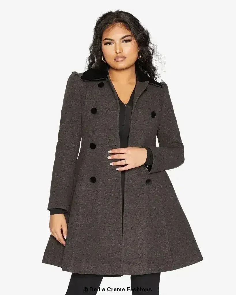 Velvet Trim Skater Coat - Royal Inspired | Femstylo - Femstylo