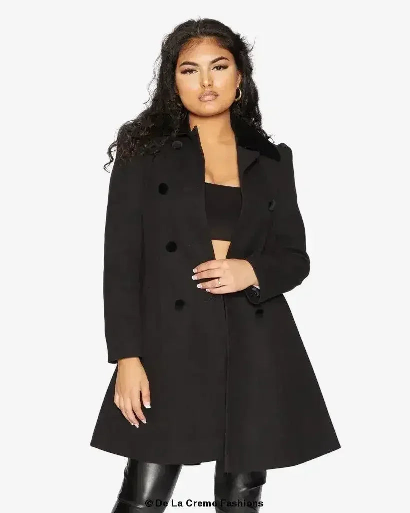 Velvet Trim Skater Coat - Royal Inspired | Femstylo - Femstylo