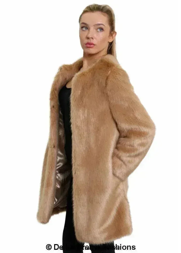 De La Creme Womens Faux Fur Classic Coat - Femstylo