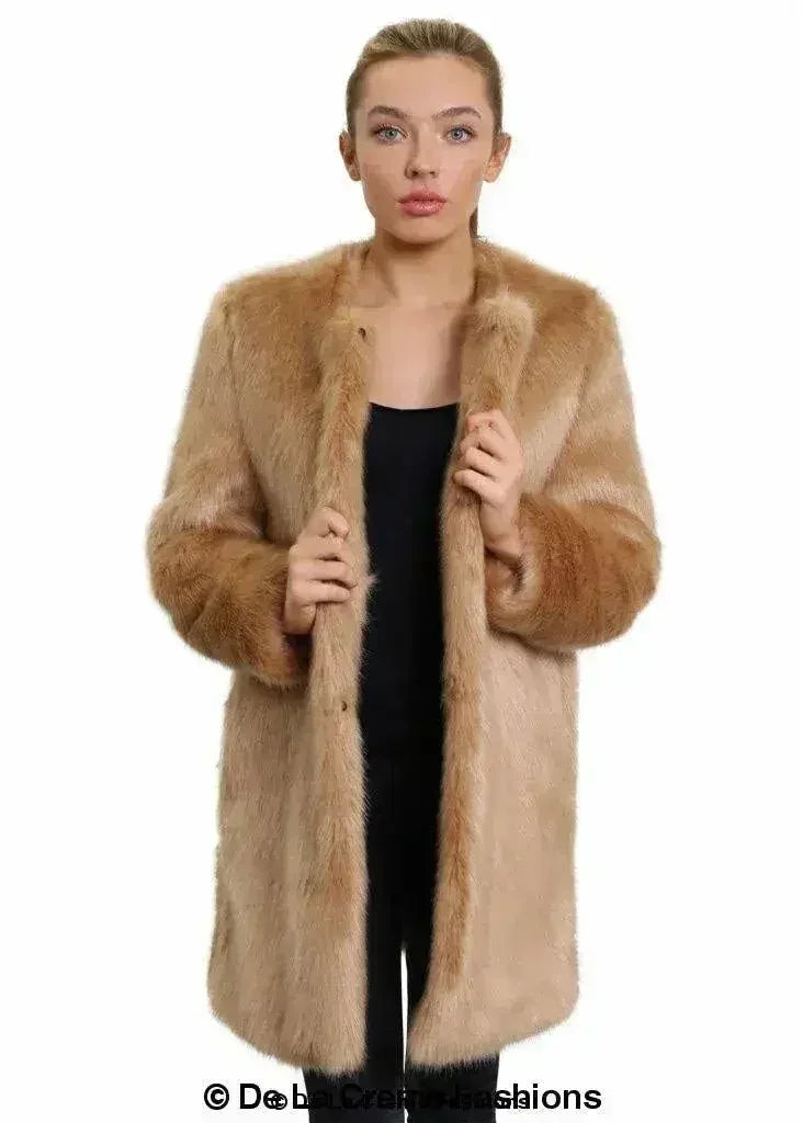 De La Creme Womens Faux Fur Classic Coat - Femstylo