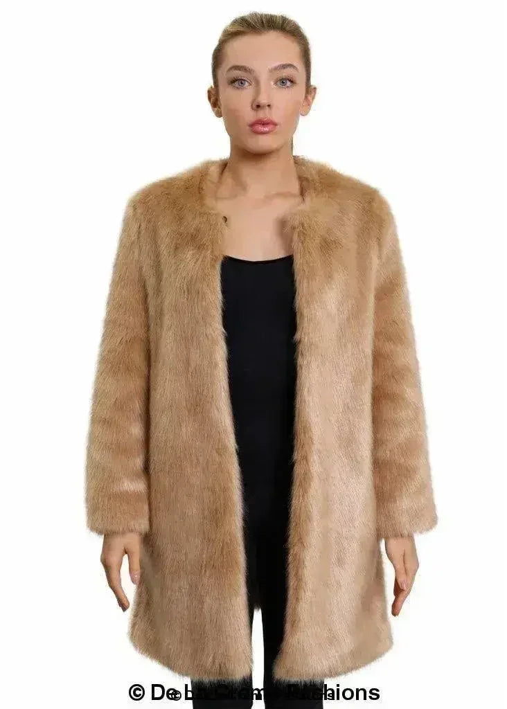 De La Creme Womens Faux Fur Classic Coat - Femstylo