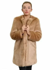 De La Creme Womens Faux Fur Classic Coat - Femstylo