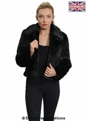 De La Creme Womens Faux Fur Cropped Aviator Bomber - Femstylo