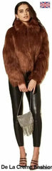 De La Creme Womens Faux Fur Cropped Aviator Bomber - Femstylo