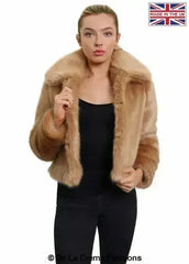 De La Creme Womens Faux Fur Cropped Aviator Bomber - Femstylo