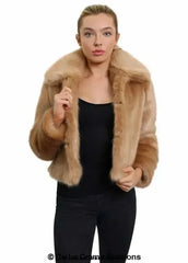 De La Creme Womens Faux Fur Cropped Aviator Bomber - Femstylo