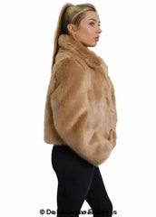De La Creme Womens Faux Fur Cropped Aviator Bomber - Femstylo