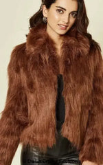 De La Creme Womens Faux Fur Cropped Aviator Bomber - Femstylo