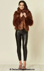 De La Creme Womens Faux Fur Cropped Aviator Bomber - Femstylo