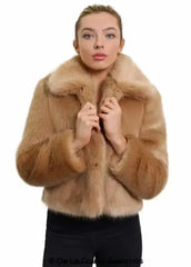 De La Creme Womens Faux Fur Cropped Aviator Bomber - Femstylo