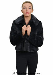 De La Creme Womens Faux Fur Cropped Aviator Bomber - Femstylo
