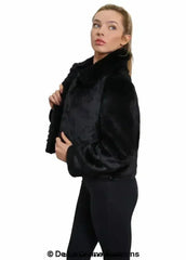 De La Creme Womens Faux Fur Cropped Aviator Bomber - Femstylo