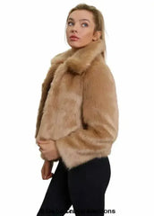 De La Creme Womens Faux Fur Cropped Aviator Bomber - Femstylo